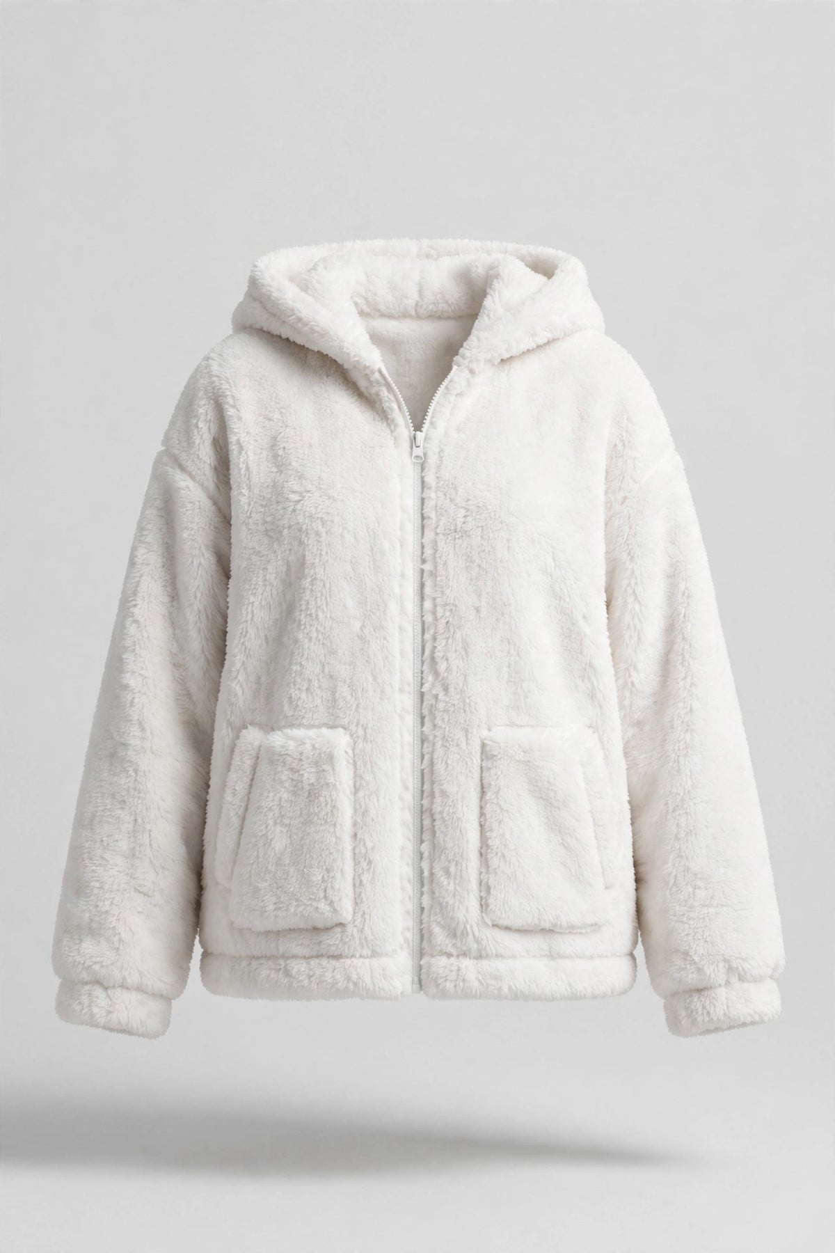 Sierra Double-Fleece Hooded Jacket in White
