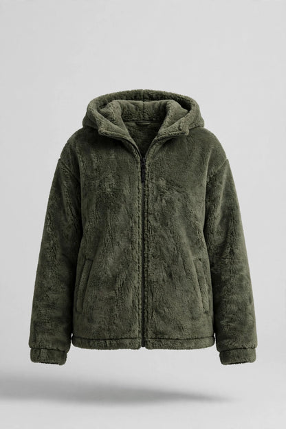Sierra Double-Fleece Hooded Jacket in Army Green