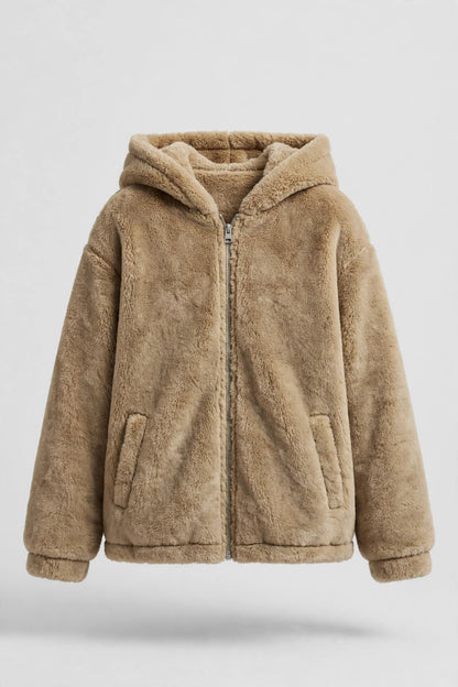 Sierra Double-Fleece Hooded Jacket in Khaki